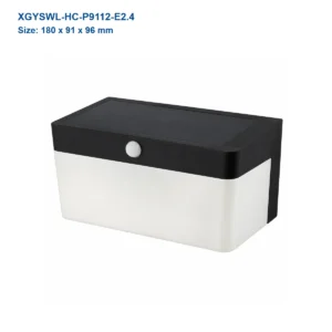 XGYSWL-HC-P9112-E2.4 wraparound-diffuser solar wall light, 180 x 91 x 96 mm