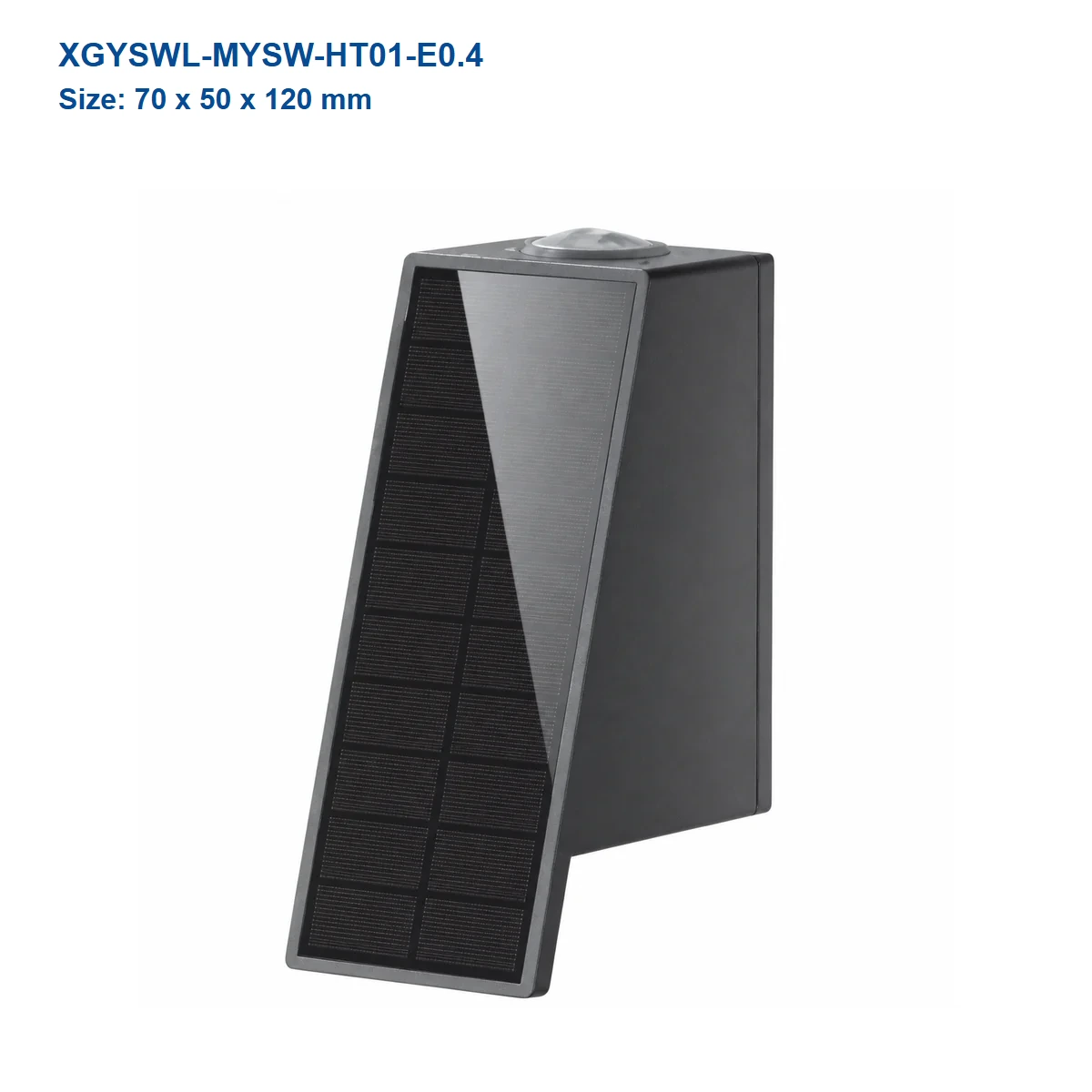 XGYSWL-MYSW-HT01-E0.4 angled solar wall light, 70 x 50 x 120 mm