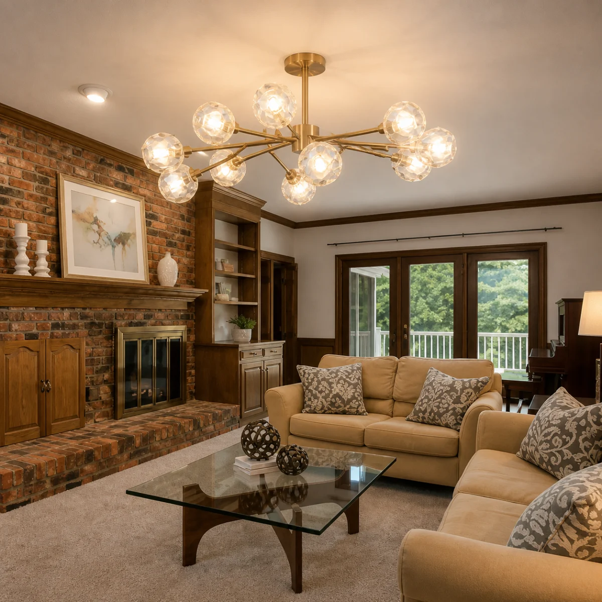 G9 LED capsule bulbs installed in a compatible indoor chandelier