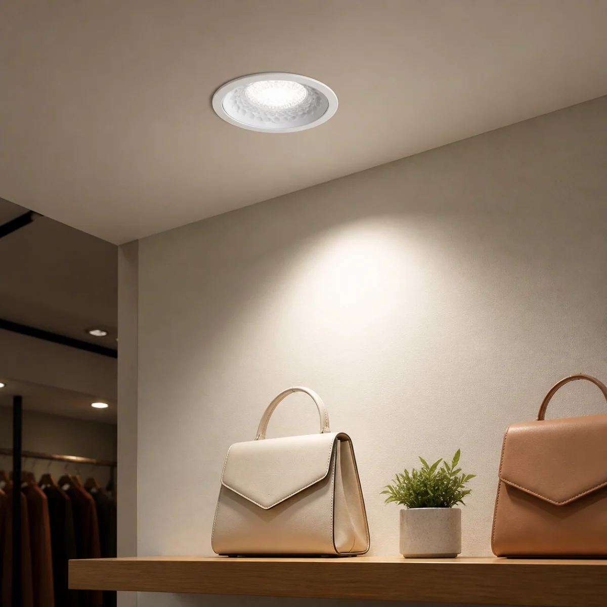 GU10 LED spot bulb installed in retail accent lighting