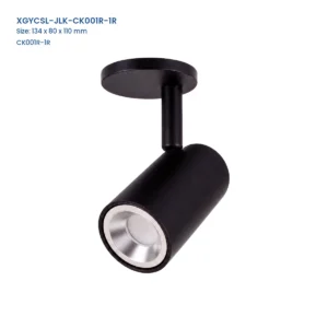 XGYCSL-JLK-CK001R-1R black single-head surface-mounted spotlight housing, 134 x 80 x 110 mm