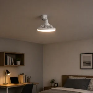 universal-head E27 LED fan light installed in a protected indoor room
