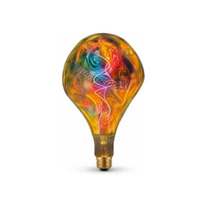 Decorative huge LED filament bulb with multicolor glass pattern
