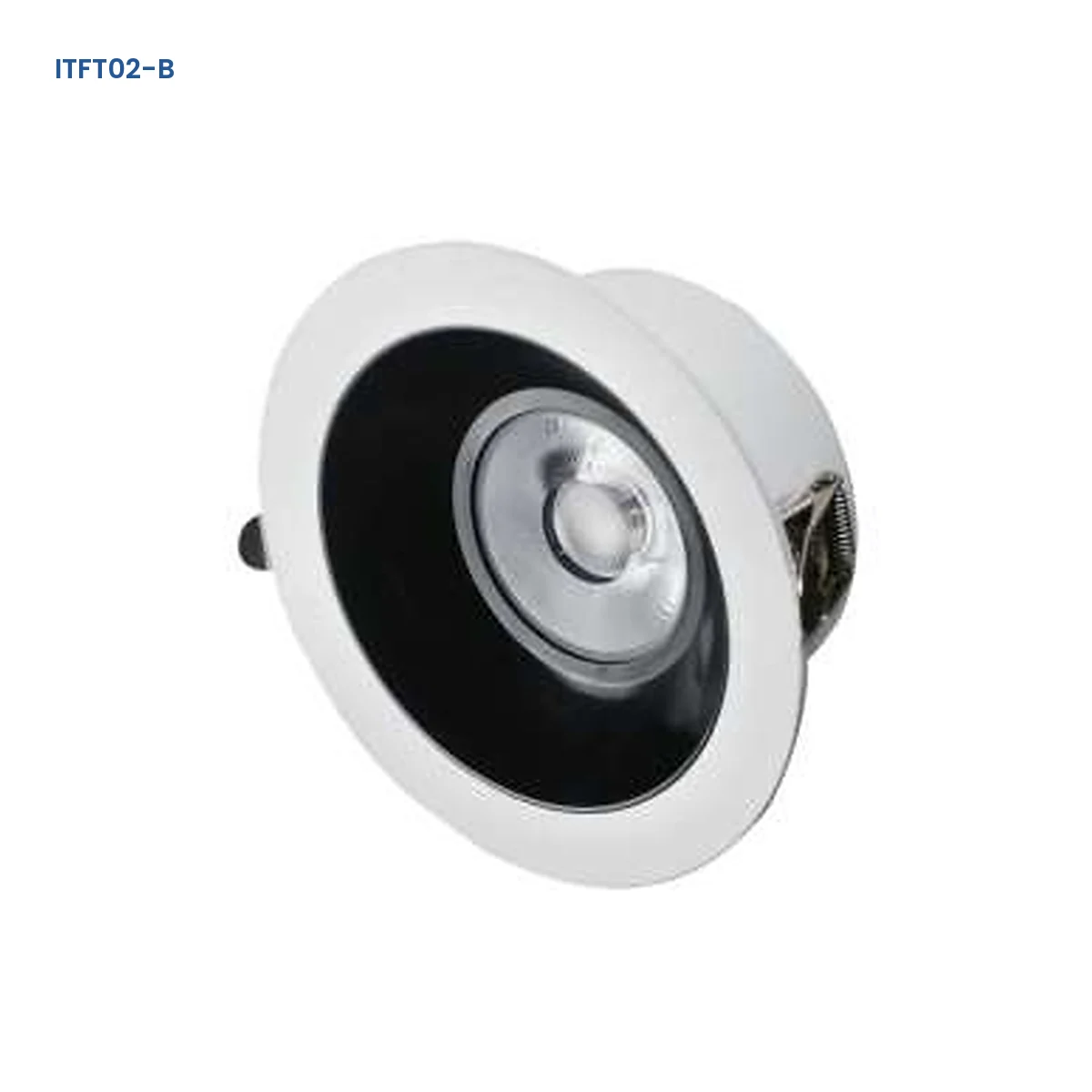 ITFT02-B deep-body adjustable recessed die-cast LED downlight with white trim and central reflector
