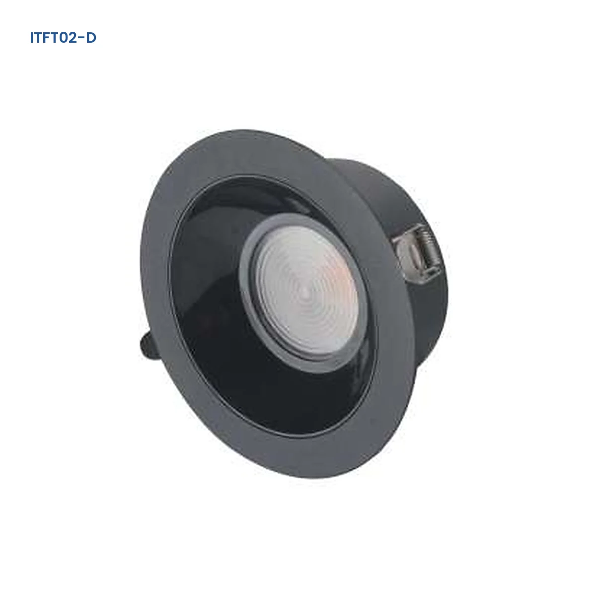 ITFT02-D deep-body adjustable recessed die-cast LED downlight with black trim and diffusing optic