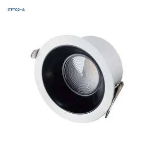 ITFT02-A deep-body adjustable recessed die-cast LED downlight with white trim and black inner face