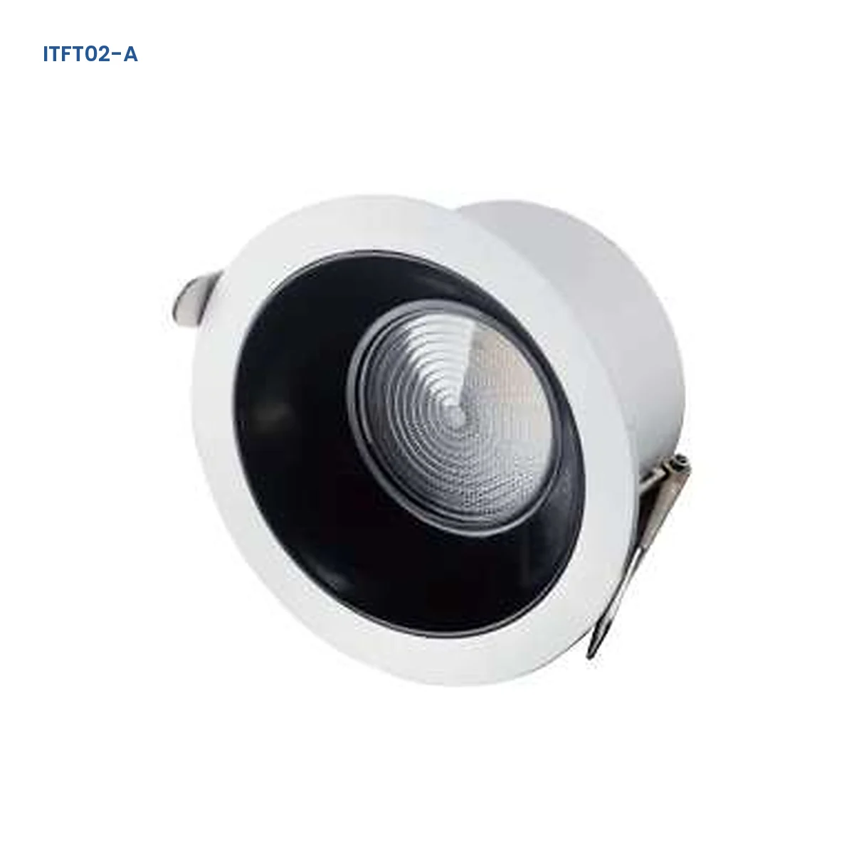 ITFT02-A deep-body adjustable recessed die-cast LED downlight with white trim and black inner face