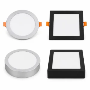 Round and square aluminium small panel light variants