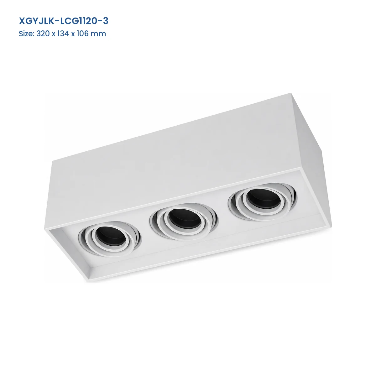XGYJLK-LCG1120-3 3-aperture GU10 recessed fixture frame, catalog dimensions 320 x 134 x 106 mm