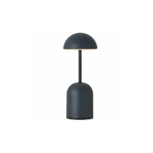 Dark gray narrow stem cordless LED table lamp on a white background
