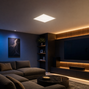 Dimmable RGB+CCT LED Panel Light in a realistic application setting