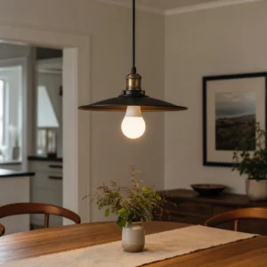 Smart LED filament bulb shown installed; fixture not included