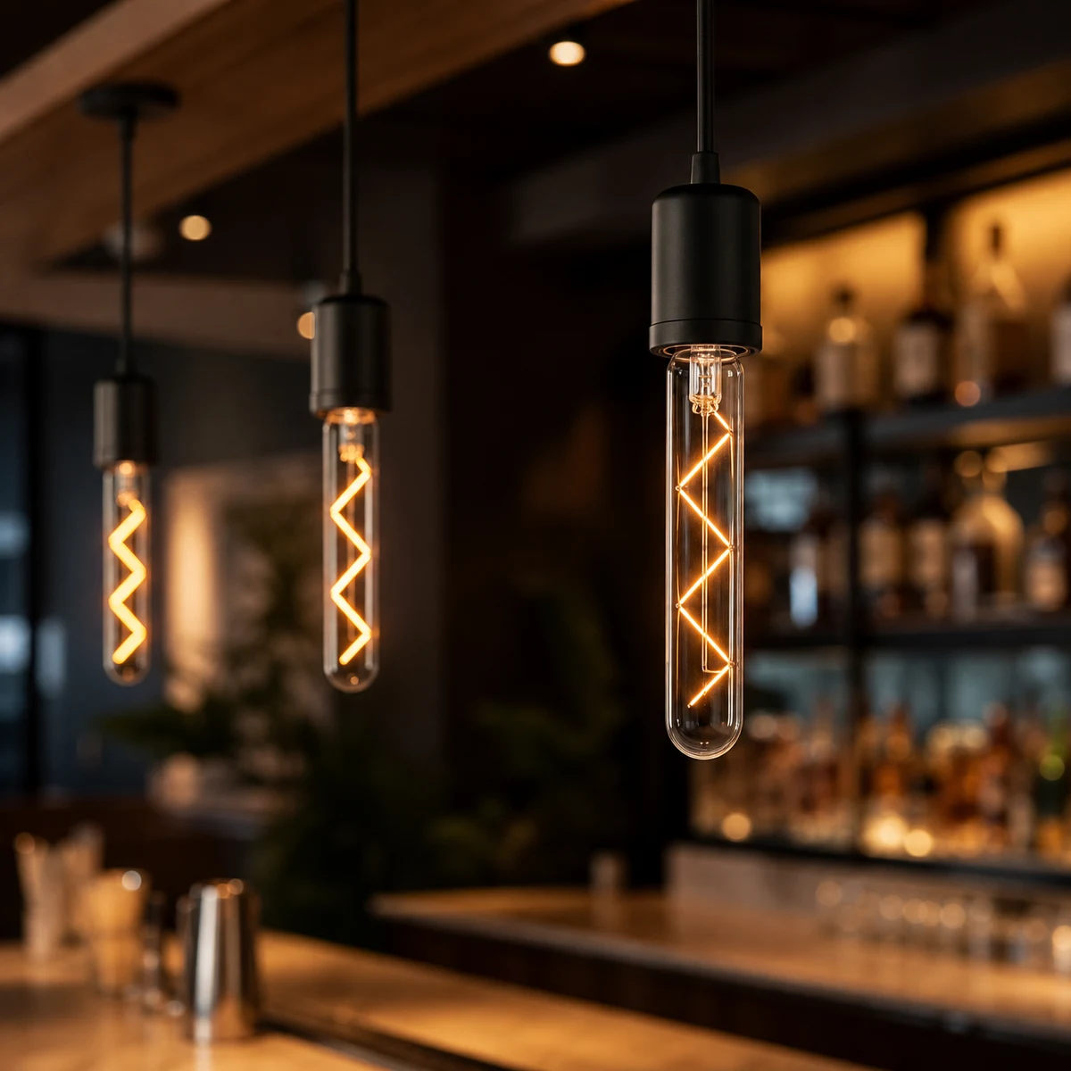 Standard T Series LED Filament Bulbs in a realistic application setting