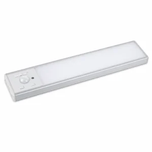 White wide-diffuser rechargeable sensor cabinet light