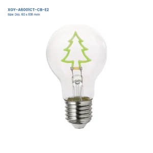 A60 decorative filament bulb showing a generic Christmas tree option