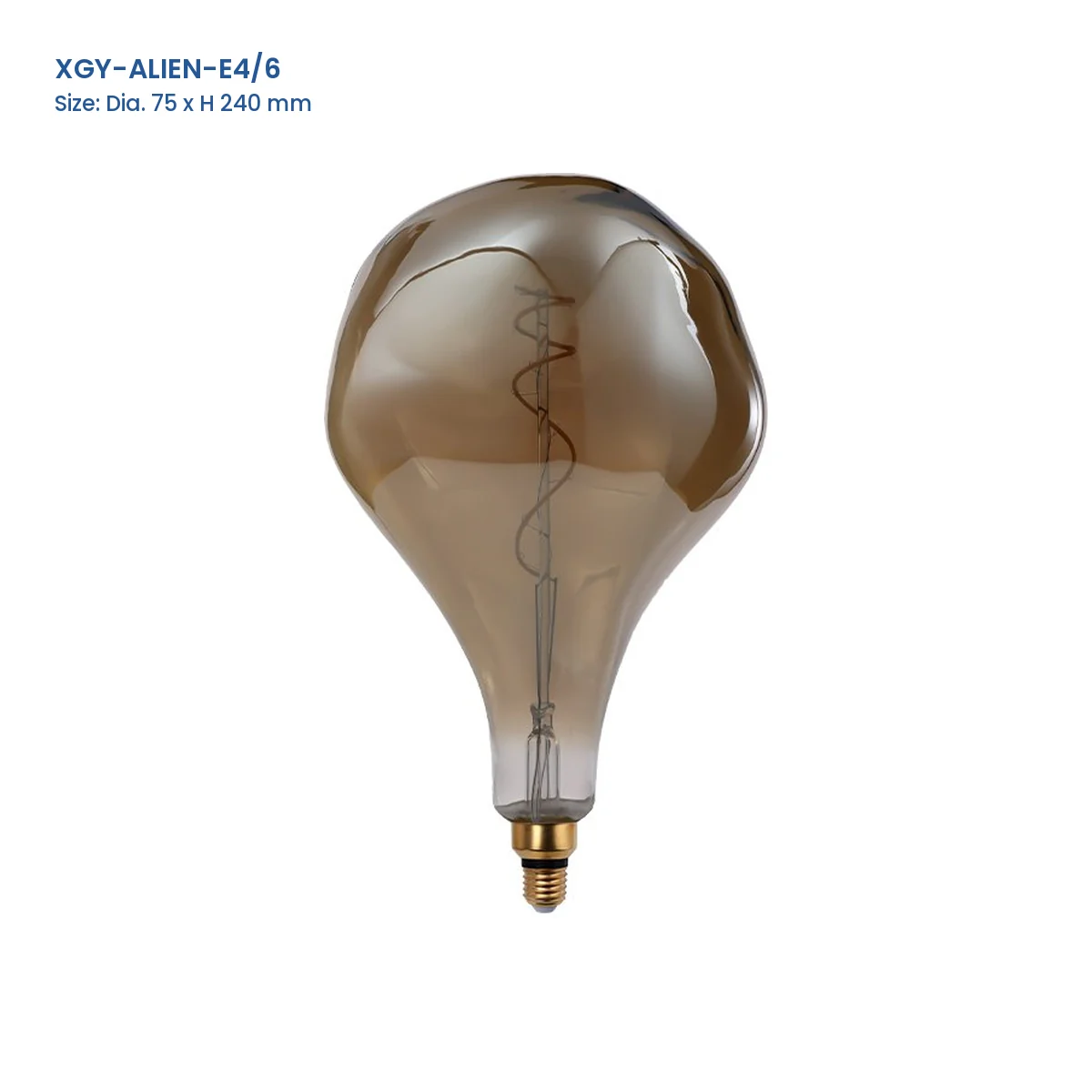 XGY-ALIEN-E4/6 huge LED filament bulb, Dia. 75 x H 240 mm