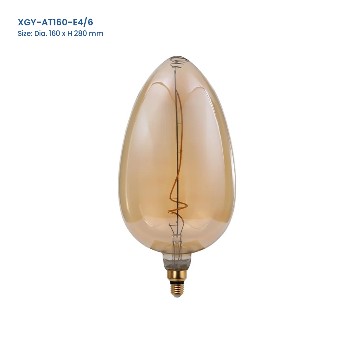 XGY-AT160-E4/6 huge LED filament bulb, Dia. 160 x H 280 mm