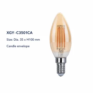 XGY-C3501CA-E2/4/5 amber vintage Edison LED filament bulb, size Ø35 × 100 mm