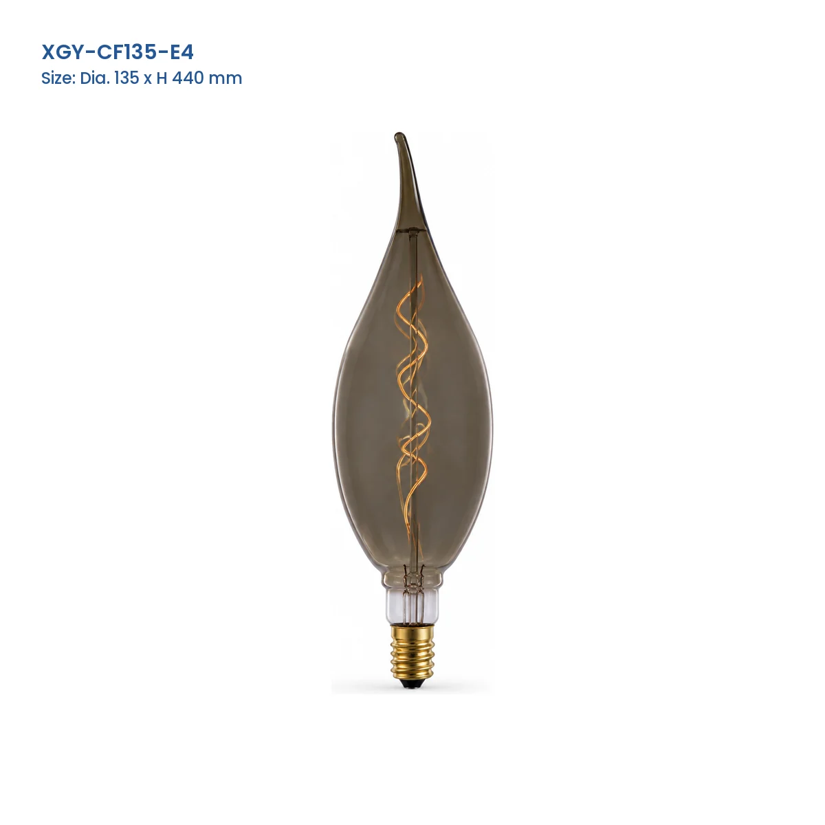 XGY-CF135-E4 huge LED filament bulb, Dia. 135 x H 440 mm