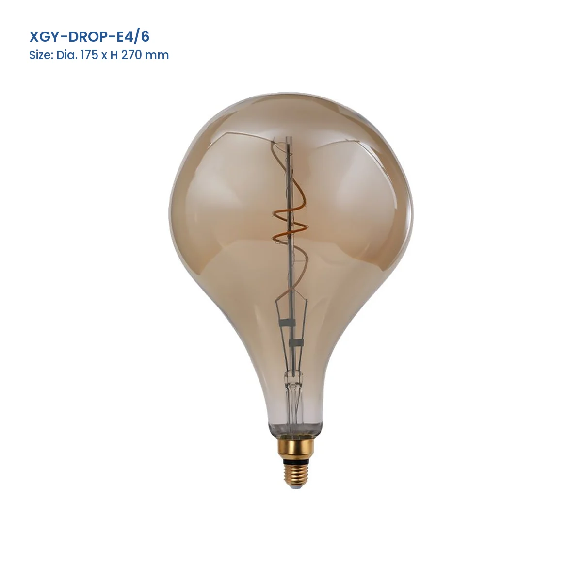 XGY-DROP-E4/6 huge LED filament bulb, Dia. 175 x H 270 mm
