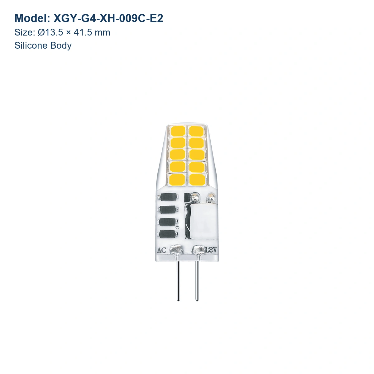 XGY-G4-XH-009C-E2 G4 LED capsule bulb, Ø13.5 × 41.5 mm, Silicone body