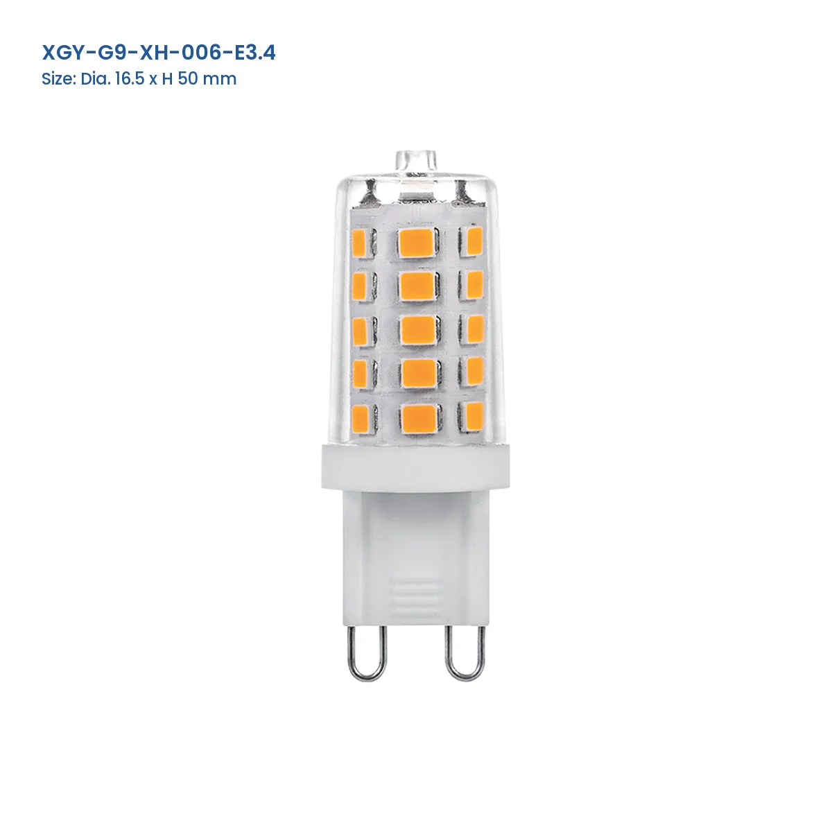XGY-G9-XH-006-E3.4 G9 LED capsule bulb, Dia. 16.5 × H 50 mm