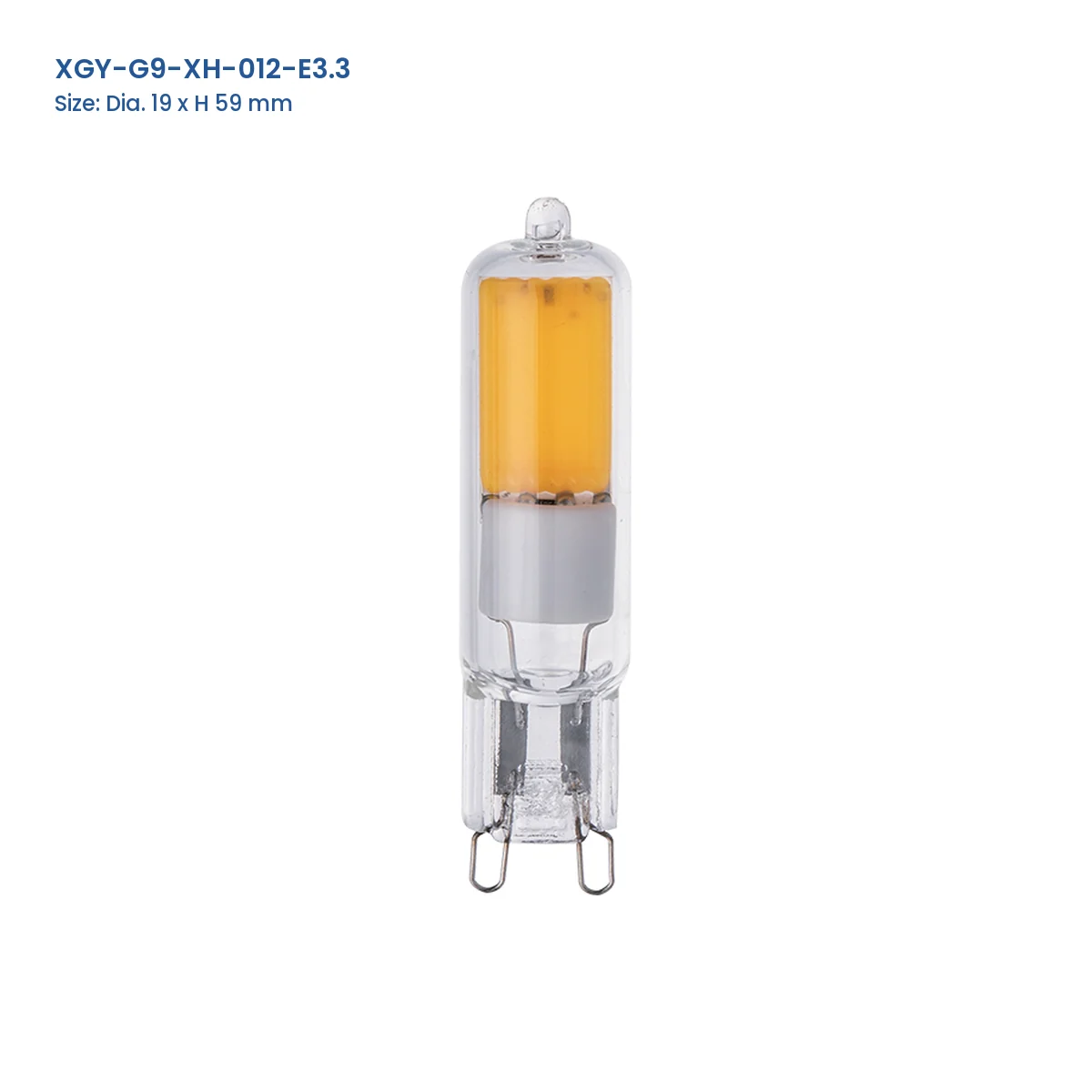 XGY-G9-XH-012-E3.3 G9 LED capsule bulb, Dia. 19 × H 59 mm