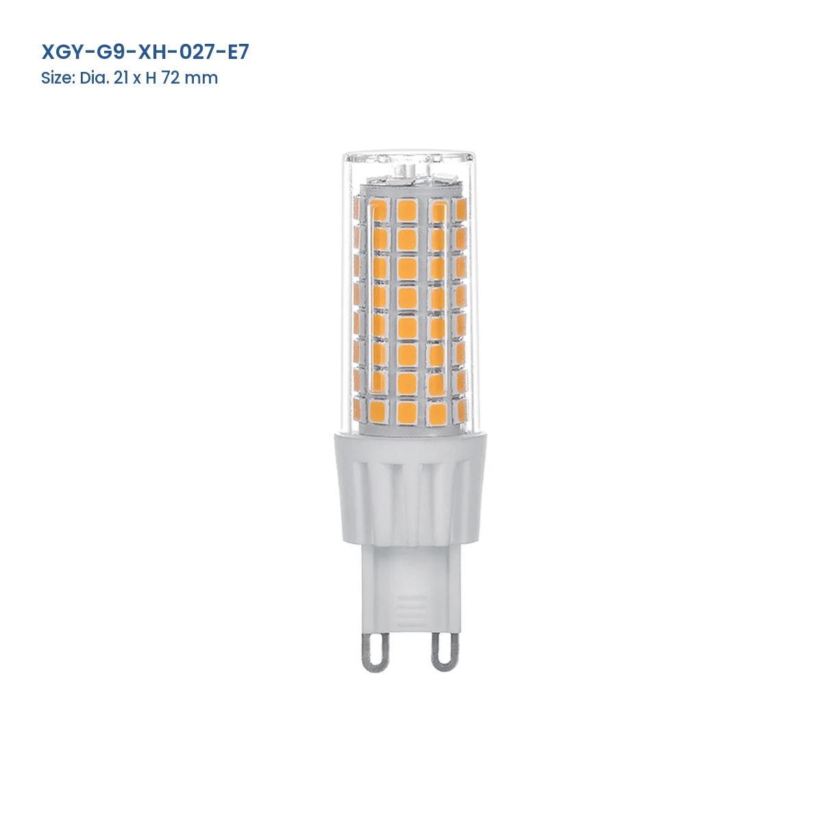 XGY-G9-XH-027-E7 G9 LED capsule bulb, Dia. 21 × H 72 mm