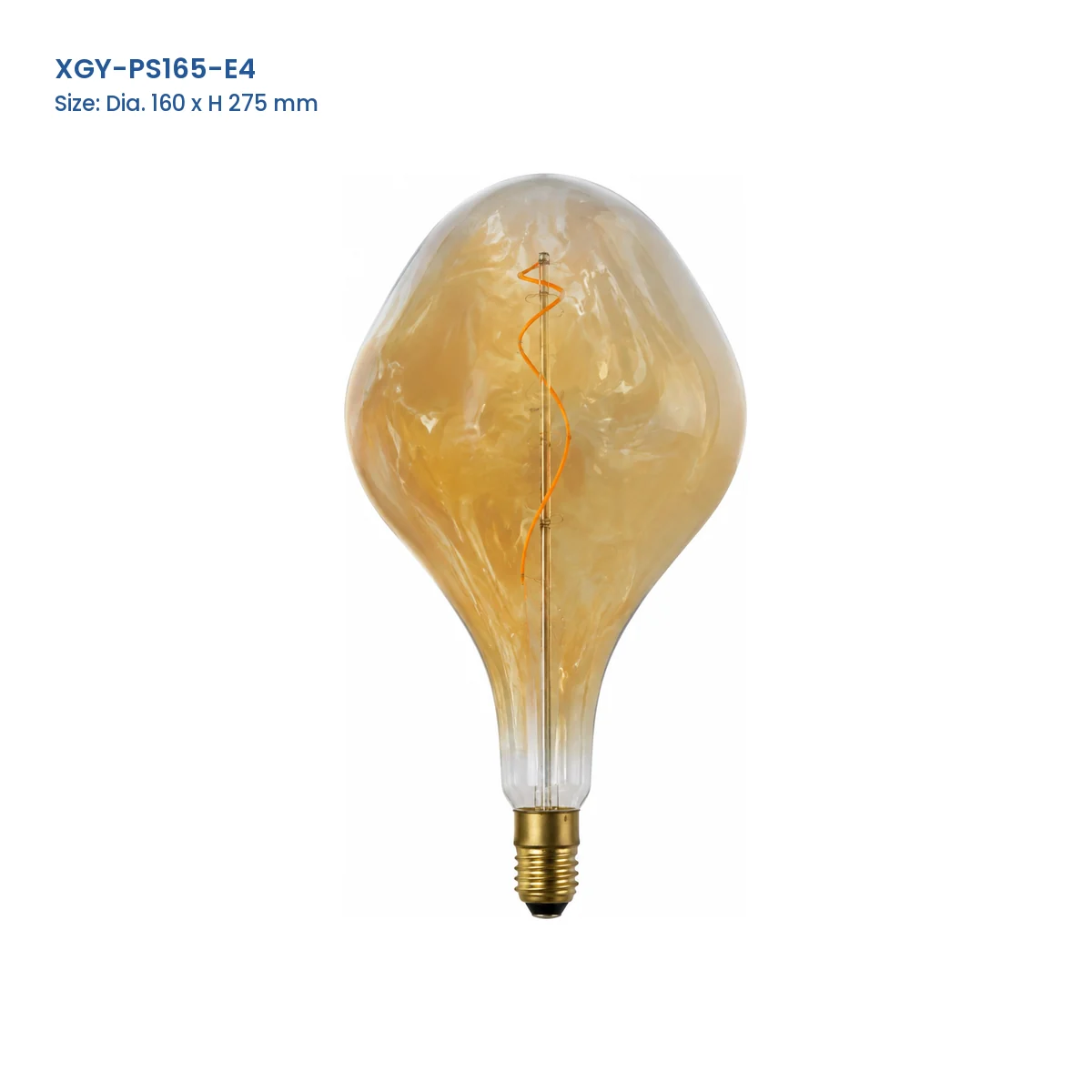 XGY-PS165-E4 huge LED filament bulb, Dia. 160 x H 275 mm