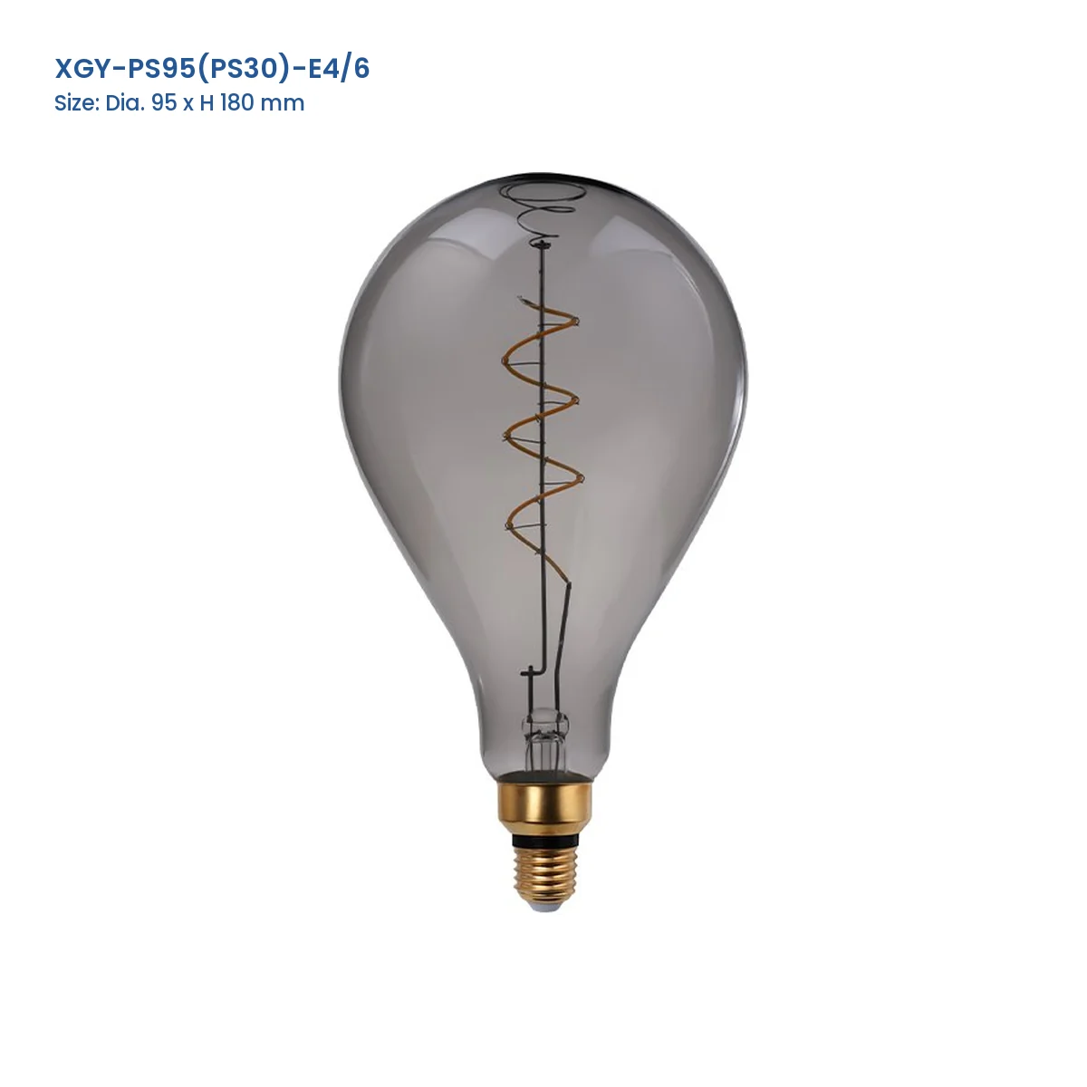 XGY-PS95(PS30)-E4/6 huge LED filament bulb, Dia. 95 x H 180 mm