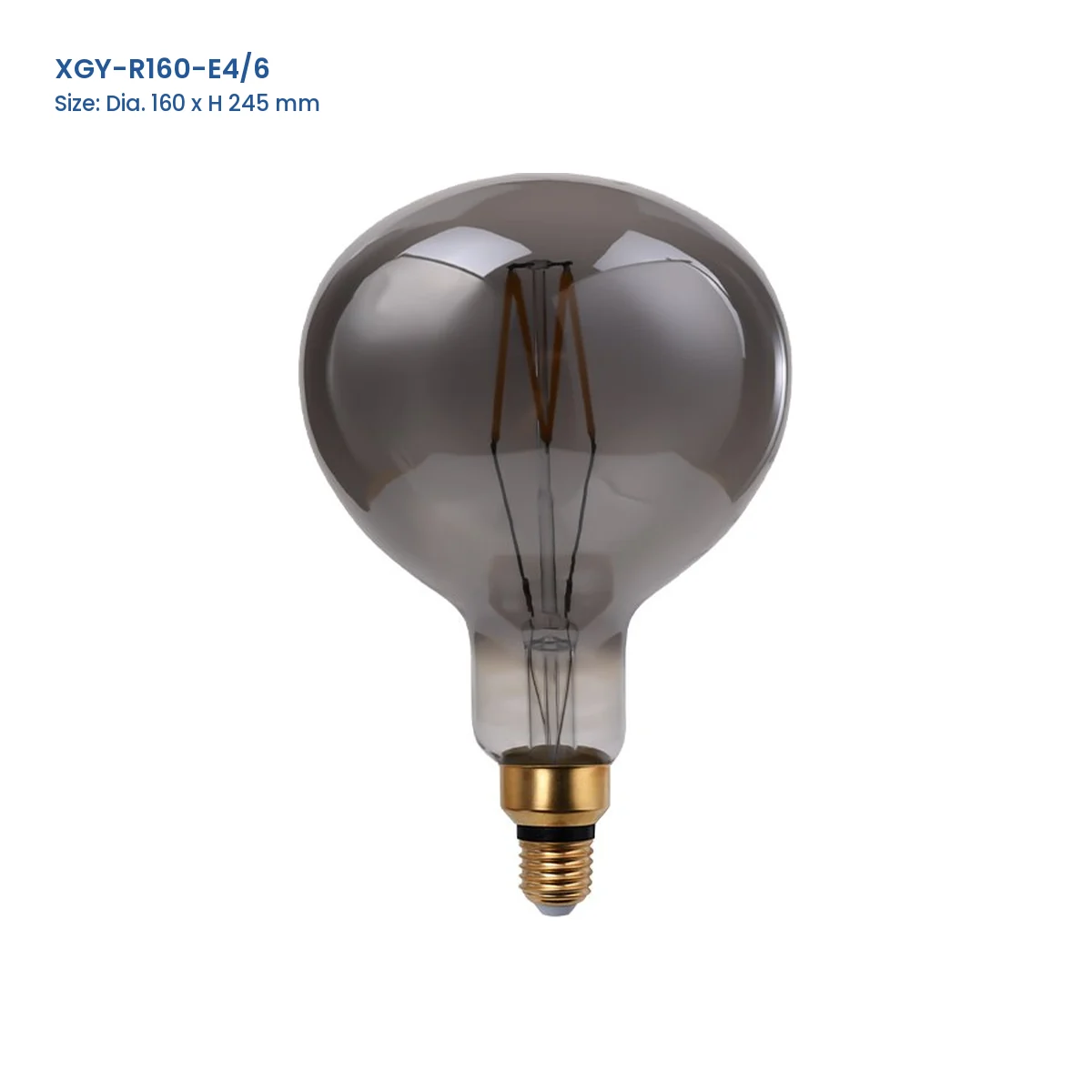 XGY-R160-E4/6 huge LED filament bulb, Dia. 160 x H 245 mm