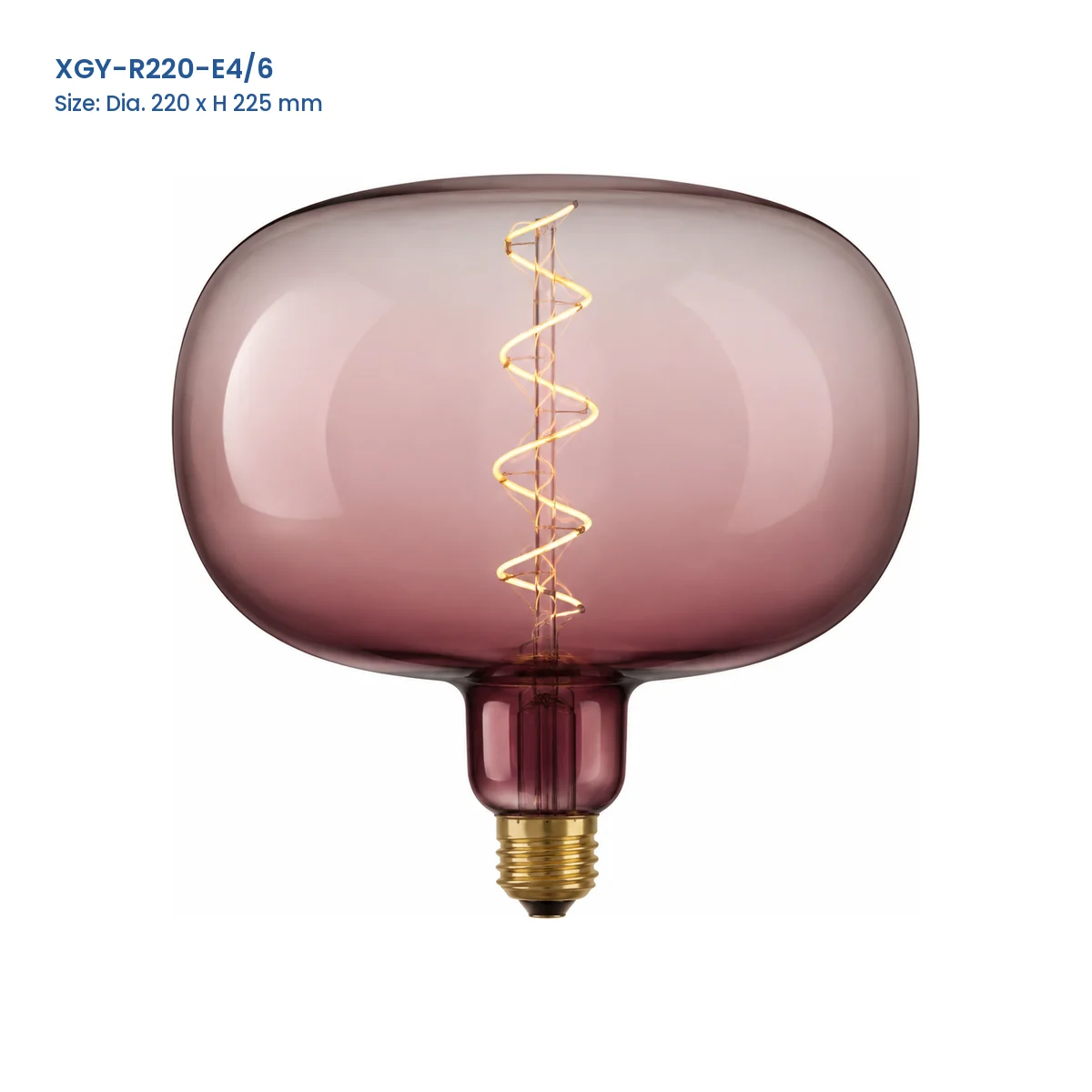 XGY-R220-E4/6 huge LED filament bulb, Dia. 220 x H 225 mm