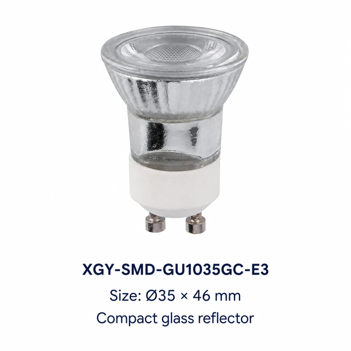 XGY-SMD-GU1035GC-E3 glass GU10 LED spotlight, size Ø35 × 46 mm