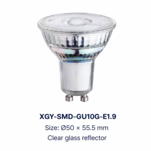 XGY-SMD-GU10G-E1.9 glass GU10 LED spotlight, size Ø50 × 55.5 mm