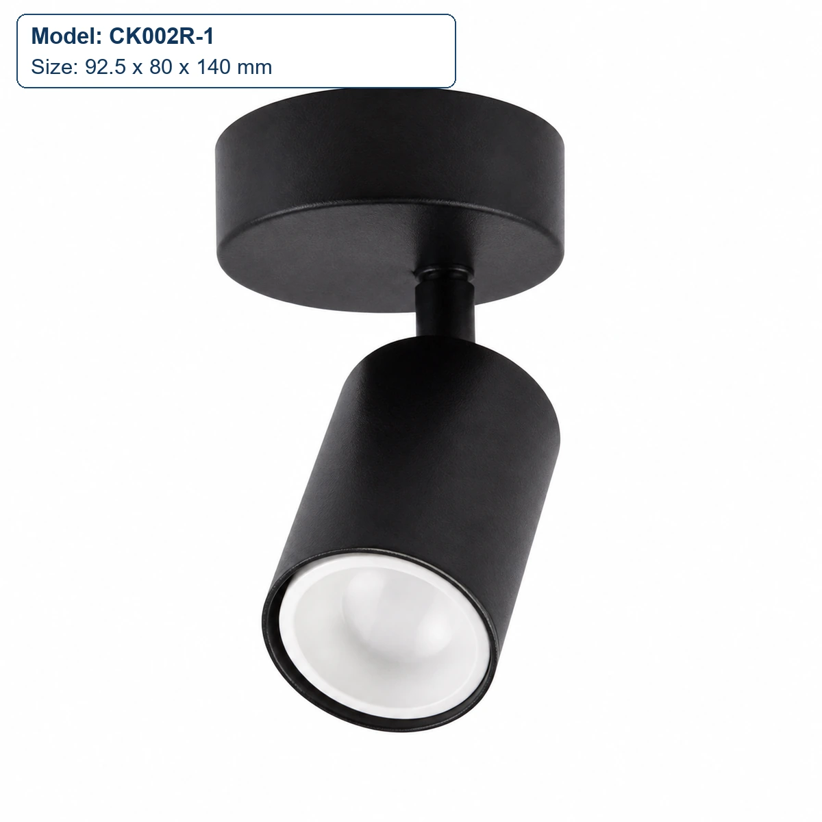 CK002R-1 round-base cylindrical single head, 92.5 x 80 x 140 mm