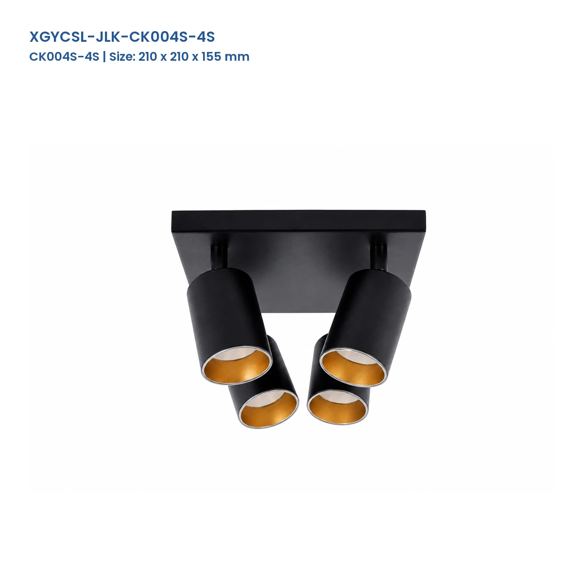 CK004S-4S surface-mounted square base CK004 spotlight housing with 4 adjustable heads