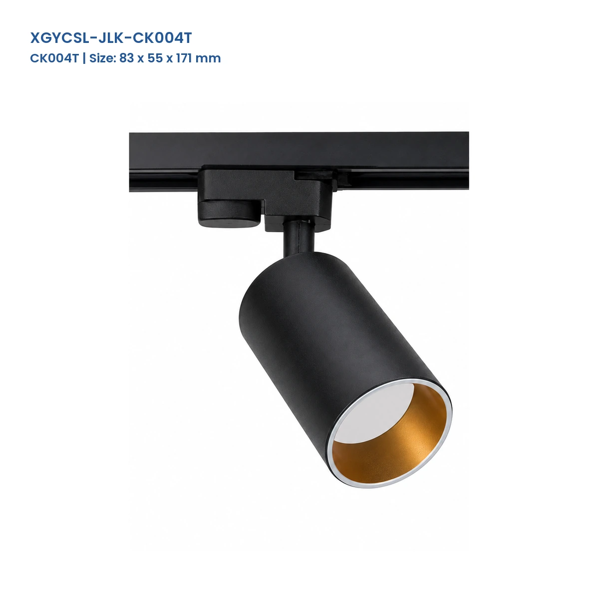 CK004T track-mounted CK004 spotlight housing with 1 adjustable head