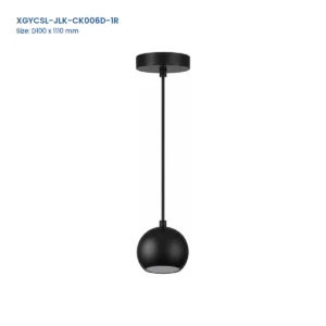 XGYCSL-JLK-CK006D-1R black suspended spotlight housing with Model and Size labels