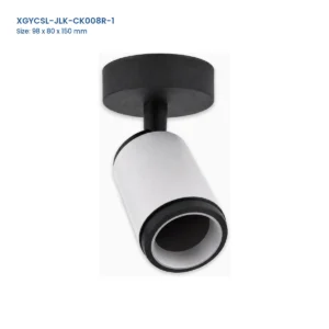 XGYCSL-JLK-CK008R-1 white cylinder spotlight housing with Model and Size labels