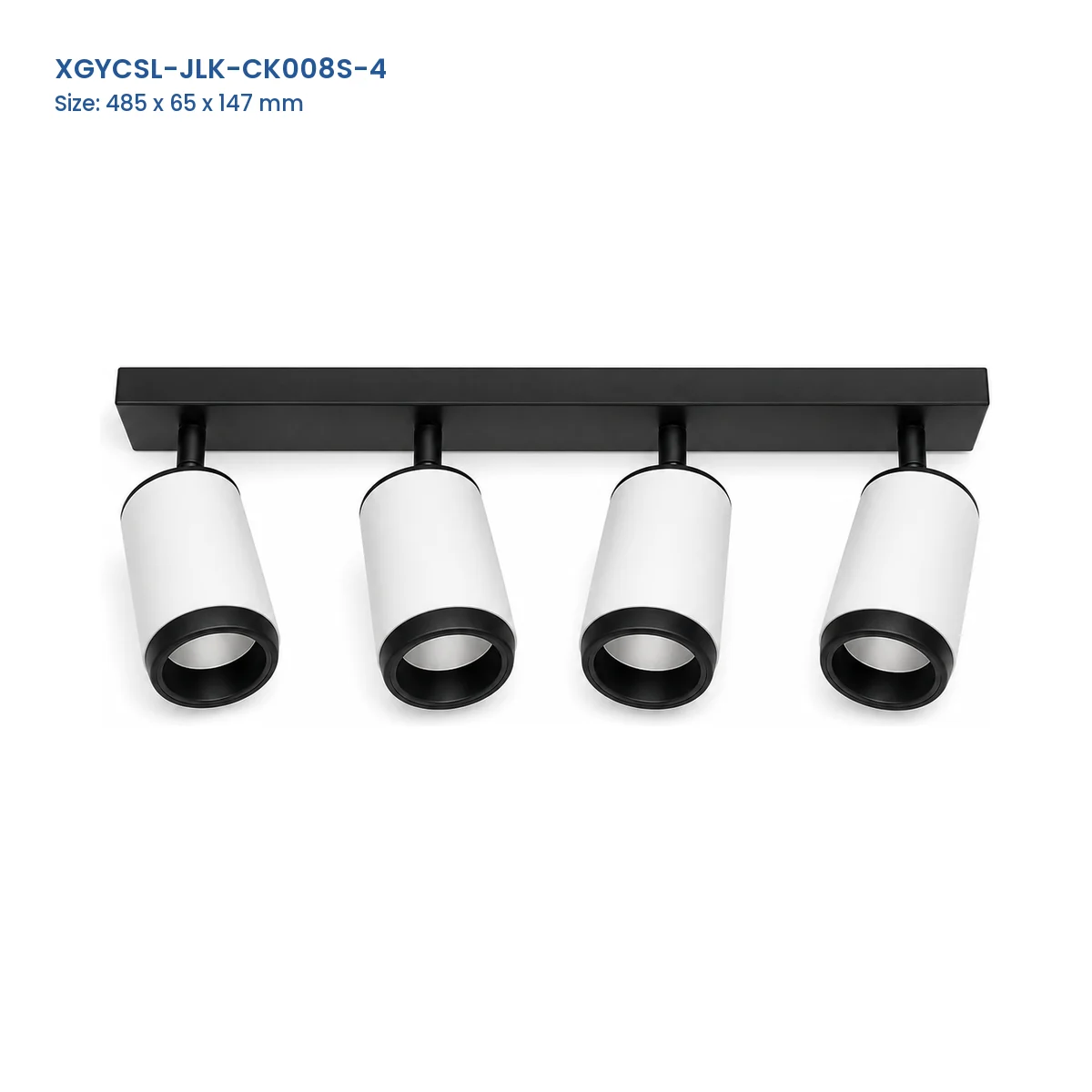 XGYCSL-JLK-CK008S-4 four-head spotlight housing with Model and Size labels
