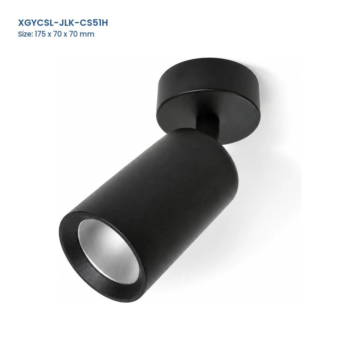 XGYCSL-JLK-CS51H compact spotlight housing with Model and Size labels