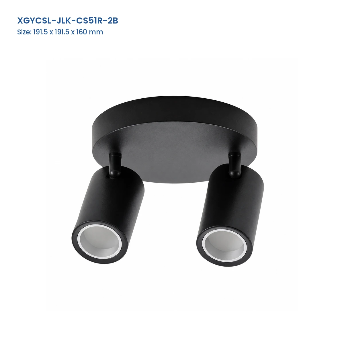 XGYCSL-JLK-CS51R-2B two-head round-base housing with Model and Size labels