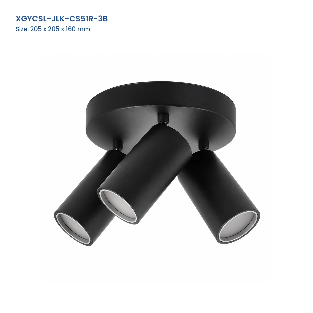 XGYCSL-JLK-CS51R-3B three-head round-base housing with Model and Size labels