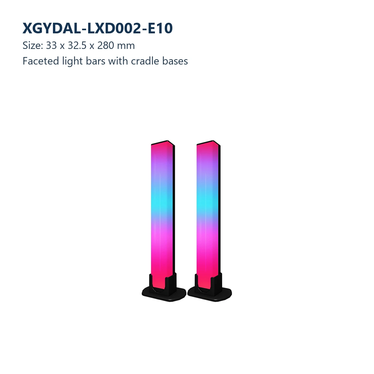 XGYDAL-LXD002-E10 desktop RGB atmosphere light bars, size 33 x 32.5 x 280 mm