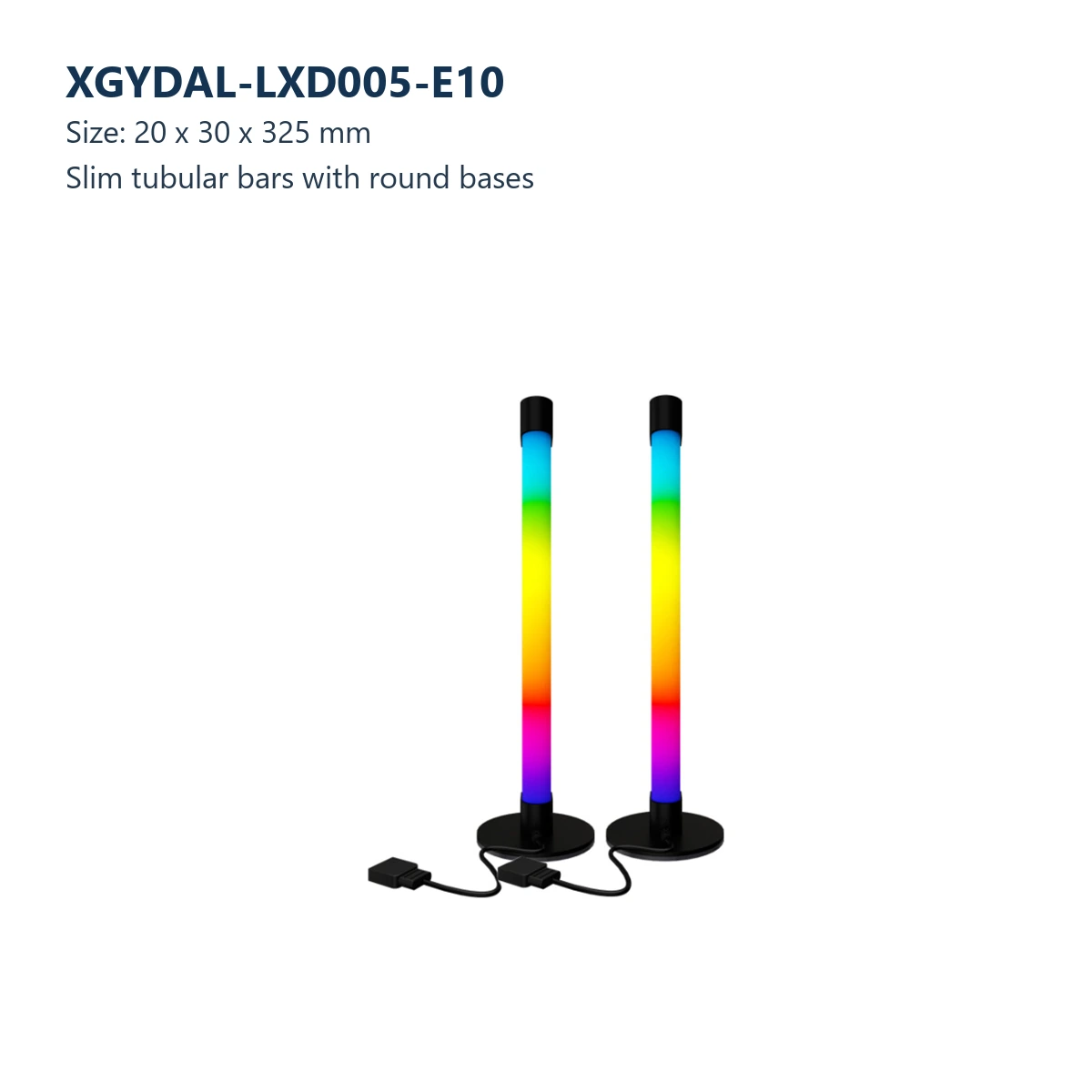 XGYDAL-LXD005-E10 desktop RGB atmosphere light bars, size 20 x 30 x 325 mm