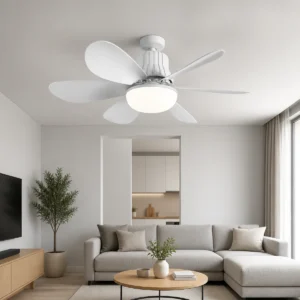 XGYFANCL-HS-HG-E35 mounted-blade LED fan light installed on a dry indoor ceiling