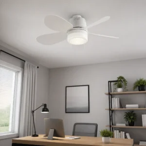 XGYFANCL-HS-JG-E24 mounted-blade LED fan light installed on a dry indoor ceiling