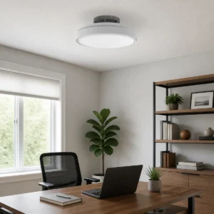 XGYFANCL-KSBL10-E68 hidden-blade ceiling fan light installed in a home office