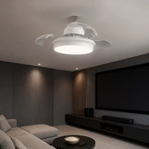 XGYFANCL-YYZ-FY05-E30 mounted-blade LED fan light installed on a dry indoor ceiling