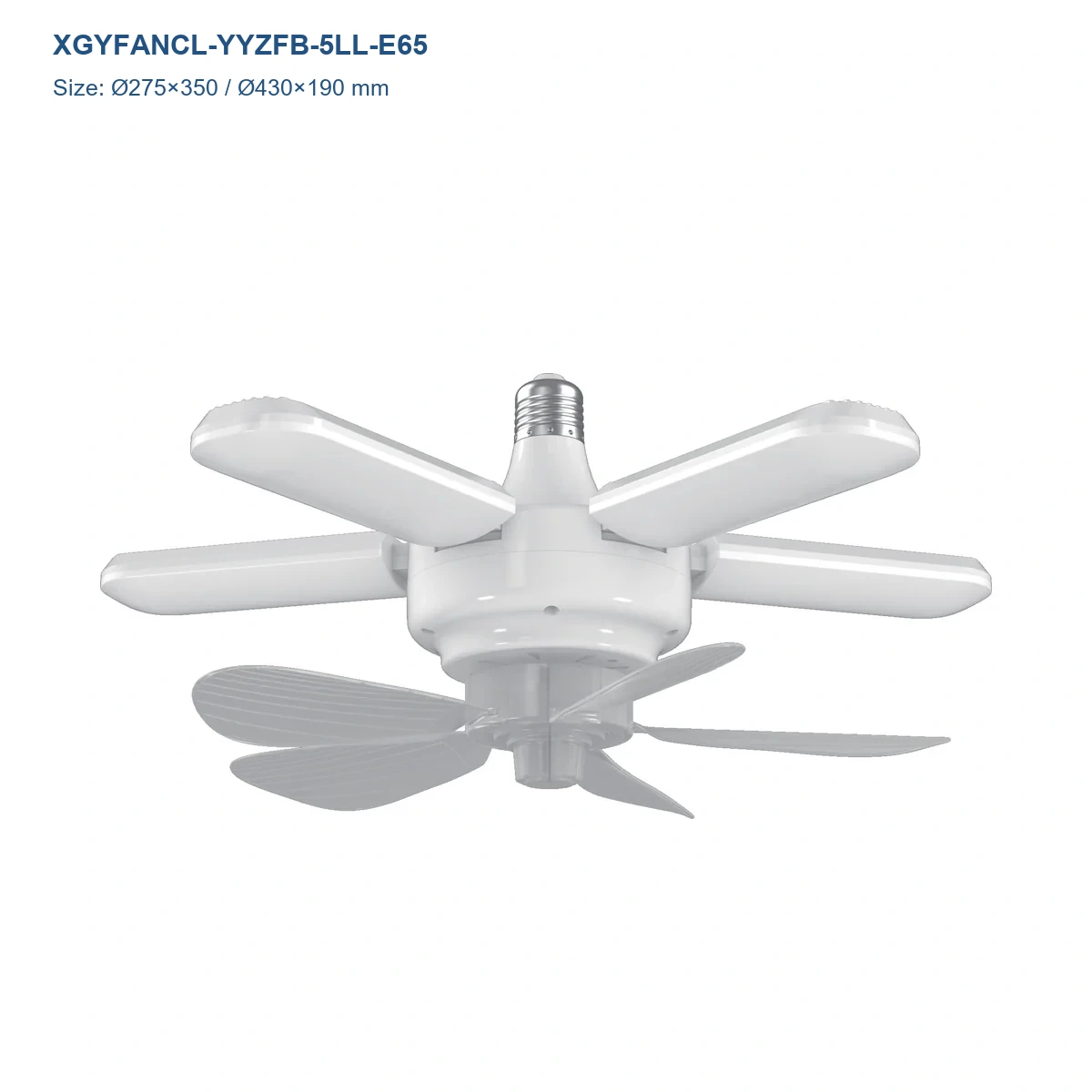XGYFANCL-YYZFB-5LL-E65 E27/E26/B22 Folding-Blade LED Fan Light model